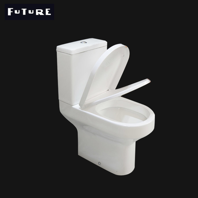 مرحاض P Trap قريب مقترن بارتفاع الراحة من قطعتين WC 610 * 357 * 400MM