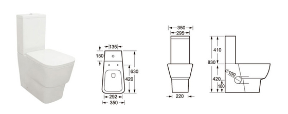 Dual Flush 3L 6L 2 Piece Toilet Standing Washdown Wc صديقة للبيئة