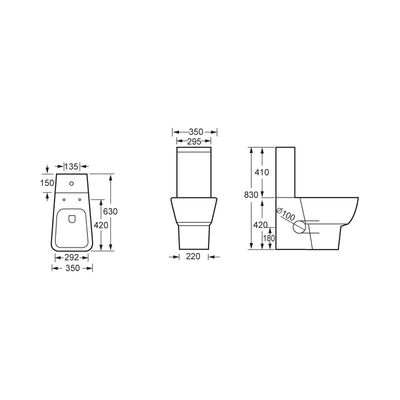 Dual Flush 3L 6L 2 Piece Toilet Standing Washdown Wc صديقة للبيئة